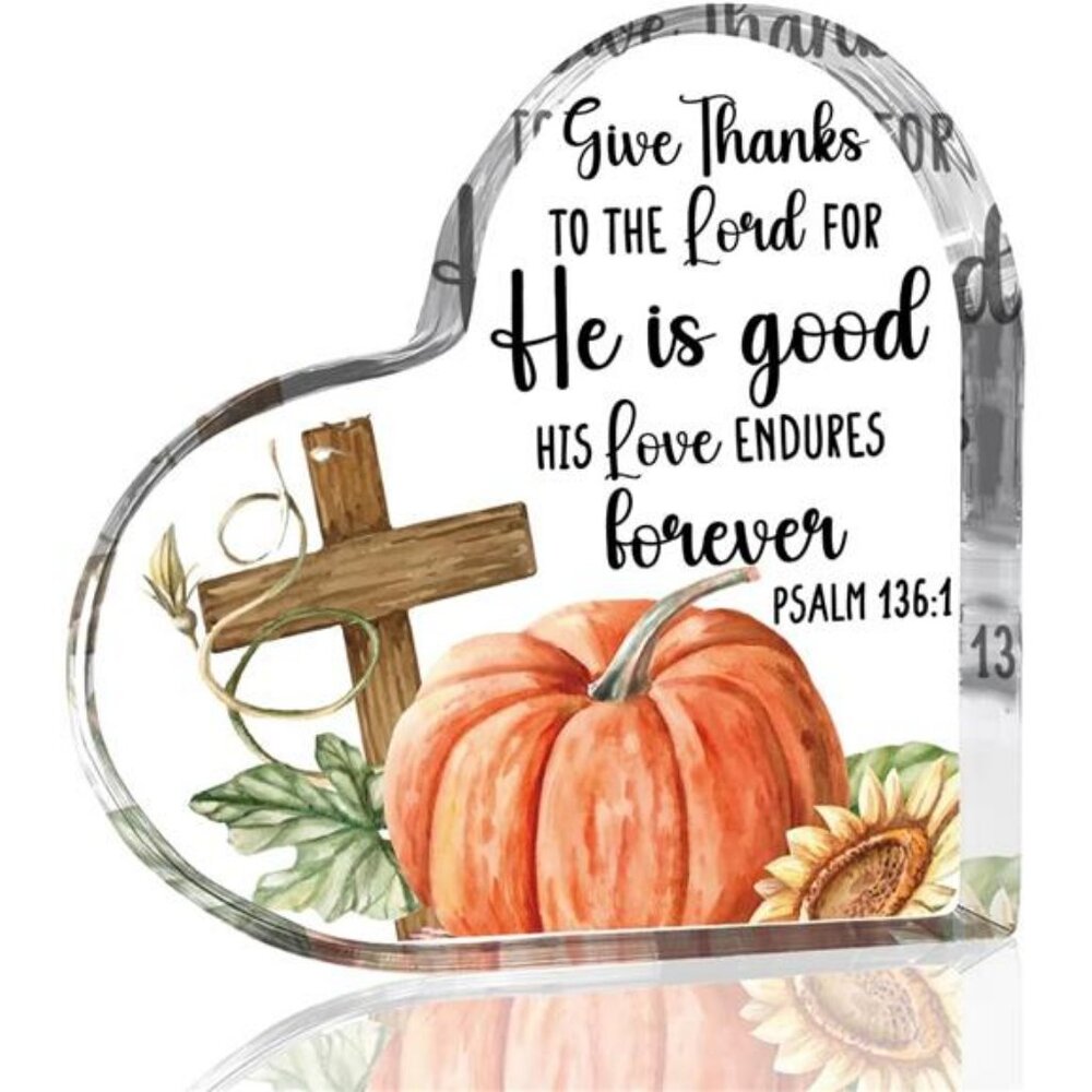 Church Jesus Decor Autumn Pumpkin Thanksgiving Decorations Heart Acrylic Sign
